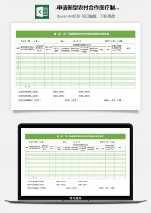 32.申请新型农村合作医疗制度补助资金表