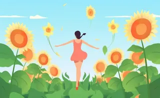 向日葵太阳花从女孩背景