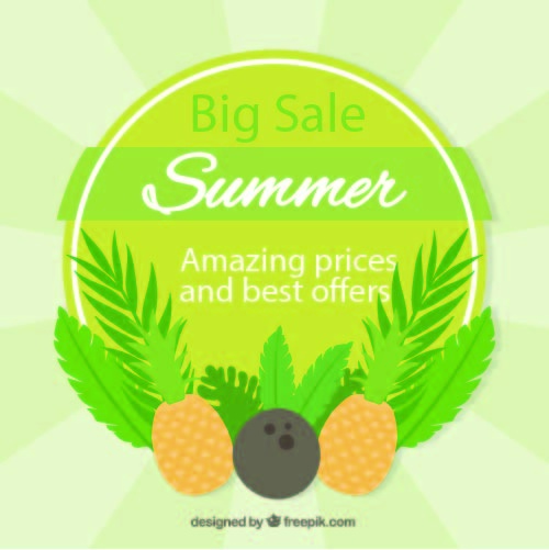 免抠菠萝椰子促销标签