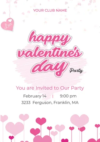 情人节快乐粉色海报