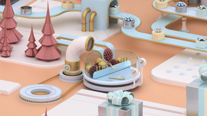 圣诞节3D立体工厂