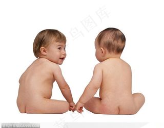对视的两个婴儿