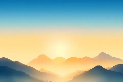 山脉蓝天渐变大气背景