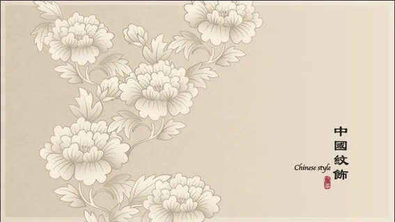 中式花纹背景风景