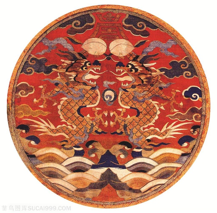双龙古代龙凤刺绣中国风图片