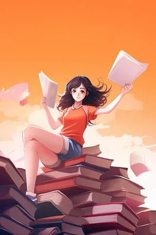 学习粉色书籍试卷冲刺背景