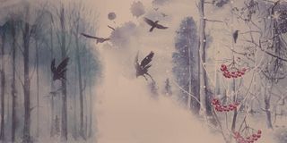 中国风传统水墨古风古典展板边框工笔画PS海报背景平面设计素材