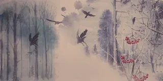 中国风传统水墨古风古典展板边框工笔画PS海报背景平面设计素材