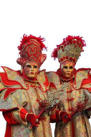 欧洲意大利节日氛围威尼斯狂欢节外国人礼服华服庆祝摄影免抠元素图