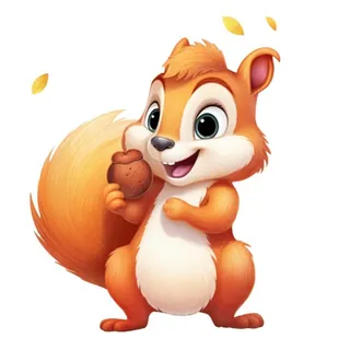 卡通插画松鼠松果免抠