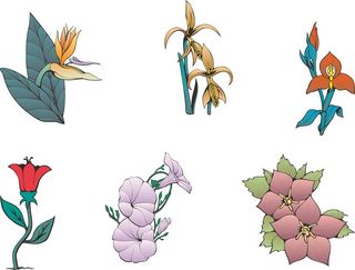 绿色简约风CDR矢量图春季花草植物插画元素