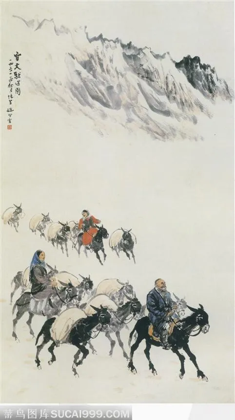 雪天驮运图