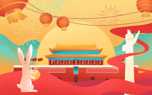 国庆烟花*插画海报 国庆烟花*插画海报