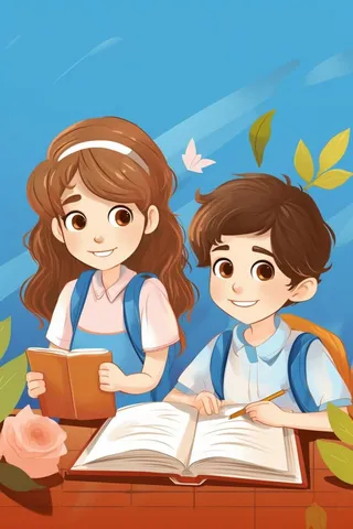 学生插画学习清新插画背景