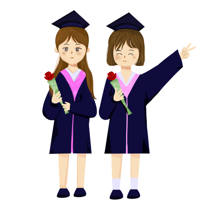 毕业扁平女孩免扣人物元素