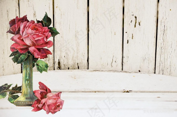 复古插花木纹背景图片