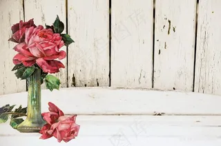 复古插花木纹背景图片