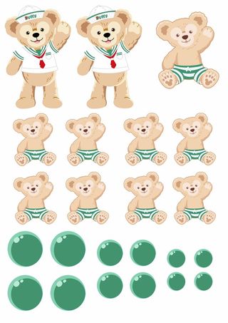 达菲熊卡通人物护士装绿色不干胶