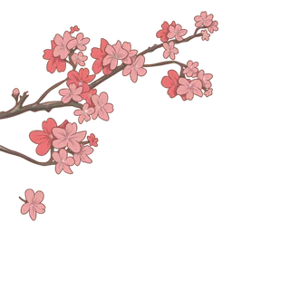 春天浪漫粉红色樱花手绘樱花梅花桃花花朵图片PNG免扣素材