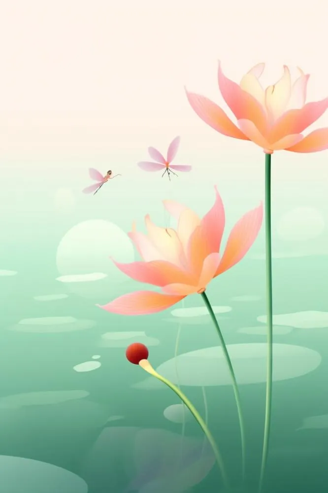 清新风格荷花花瓣简约背景(896x1344)