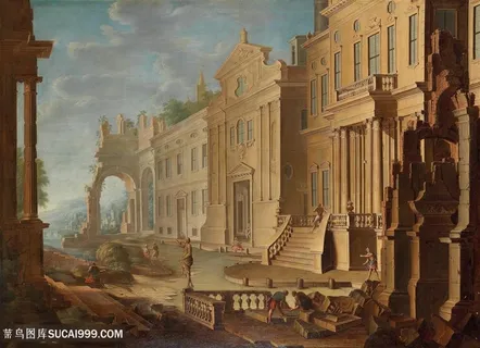 古希腊建筑风景油画图片 古希腊建筑风景油画图片