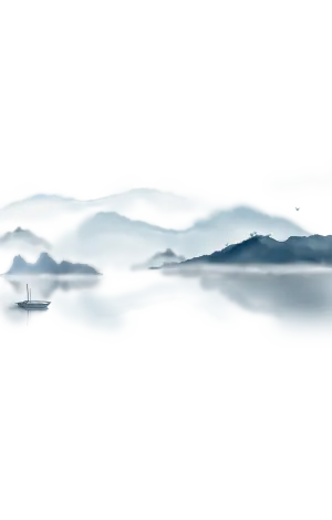 透明免扣水墨群山素材