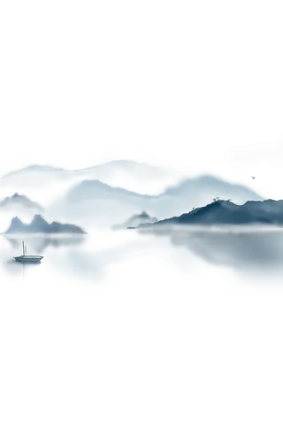 透明免扣水墨群山素材