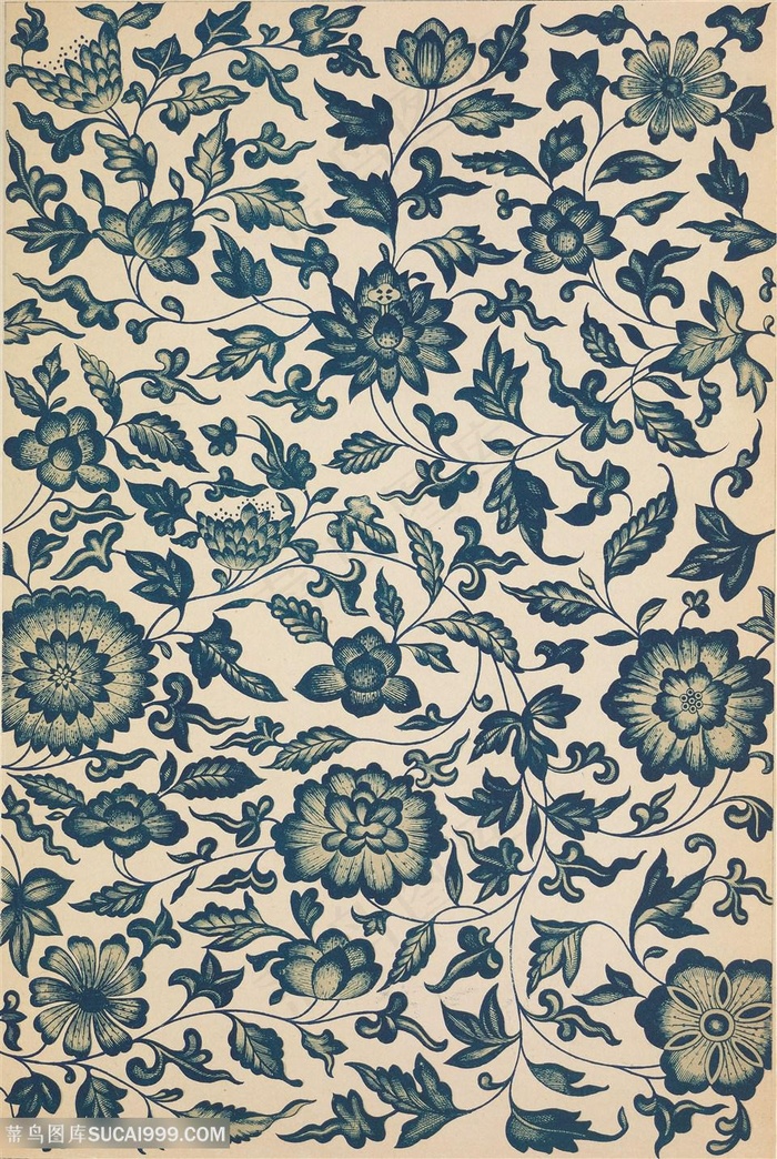 工笔手绘中式传统纹样集锦中国风插画图片