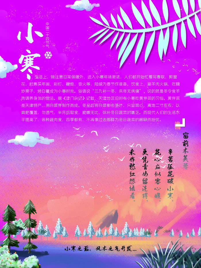 中国传统冬天小寒祝福24二十四节气节日宣传活动海报