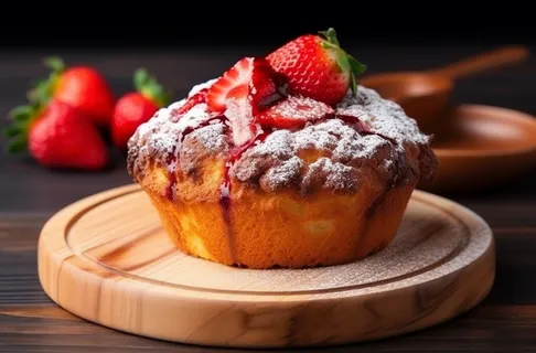 小蛋糕草莓甜点下午茶摄影图