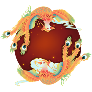 国潮仙鹤插画免扣素材设计素材