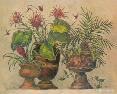 花卉复古花瓶插画 花卉复古花瓶插画