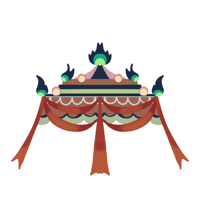 复古中国风国潮敦煌花纹花草插画手绘装饰小元素PSD素材