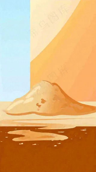 沙漠天空扁平矩形色彩背景