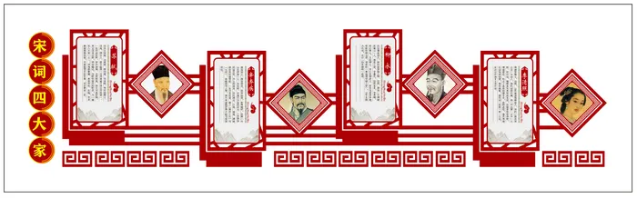 宋词四大家 校园文化墙展板cdr矢量模版下载