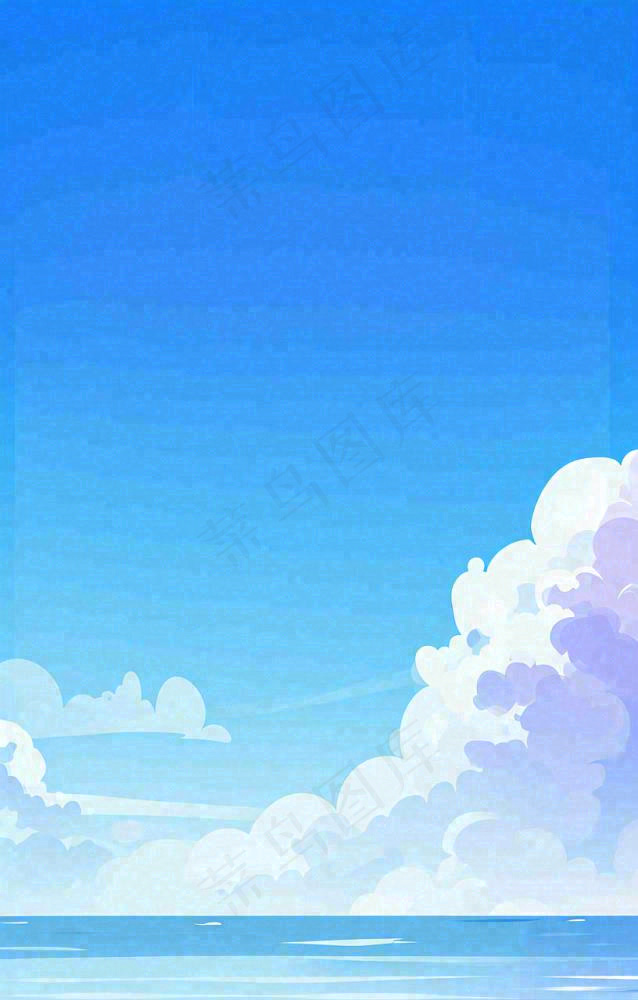 蓝紫色天空白云清新浪漫落日海上倒影