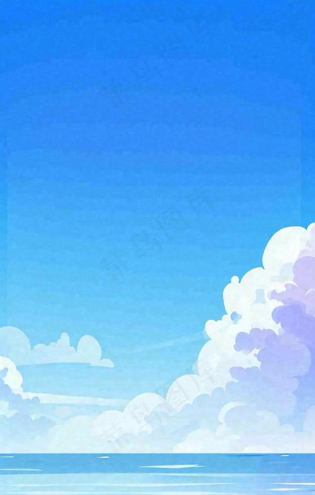 蓝紫色天空白云清新浪漫落日海上倒影(816x1277)