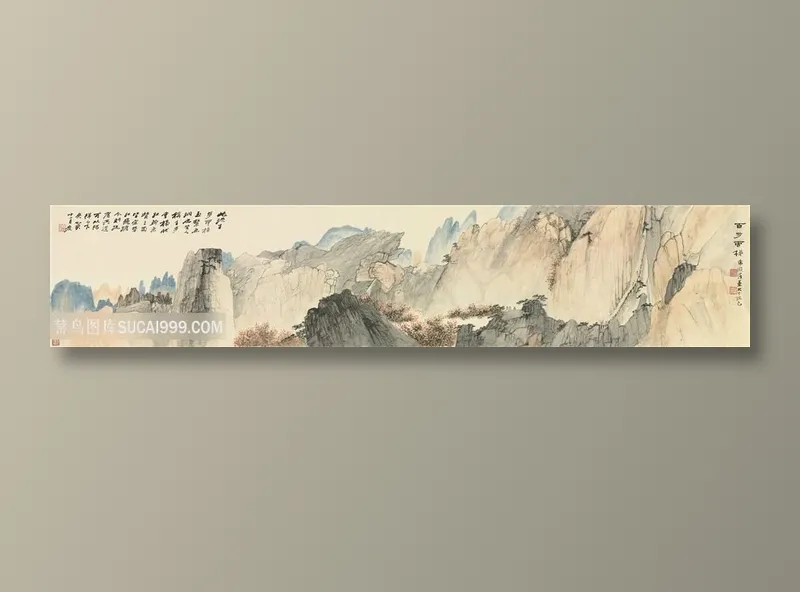 张大千水墨山脉国画装饰画