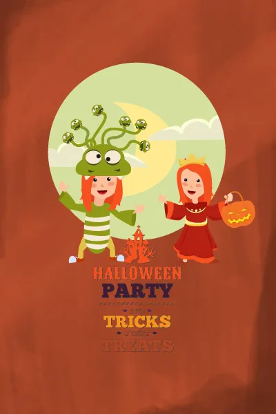 万圣节小鬼捣蛋儿童矢量插画扁平ai矢量模版下载