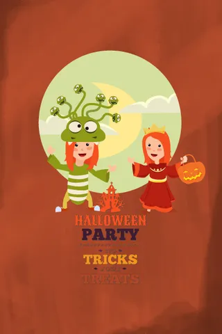 万圣节小鬼捣蛋儿童矢量插画扁平