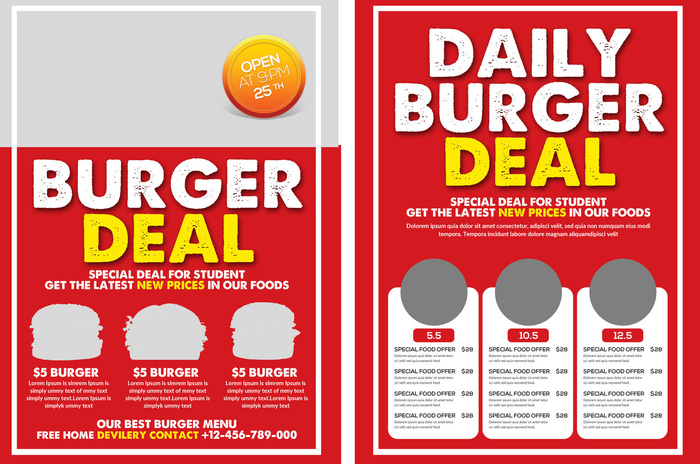 设计英文食物菜单素材