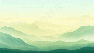 绿色延绵山脉意境国风