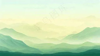 绿色延绵山脉意境国风