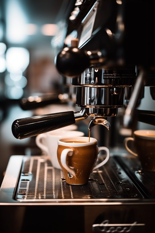 咖啡机制作咖啡现场摄影图 