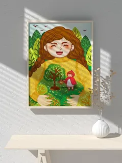 绿色创意公益植树节卡通312保护环境宣传插画