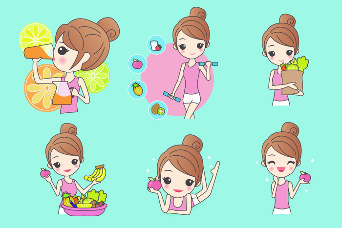 化妆品素材卡通版美容女孩