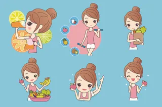 化妆品素材卡通版美容女孩