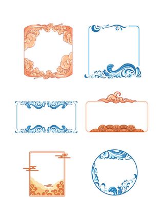 中国风古风国潮纹理图案装饰边框标题框文本框横幅模板