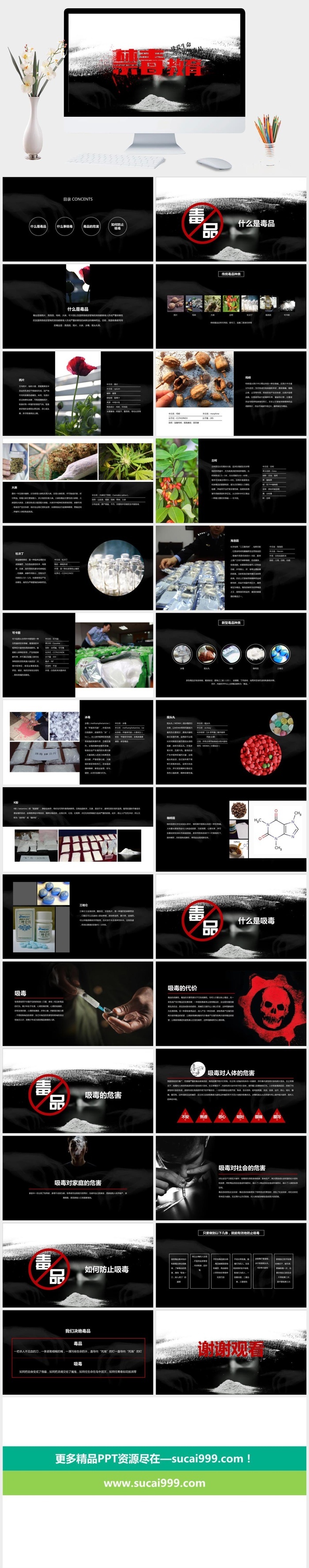 禁毒日禁毒宣传教育PPT模版