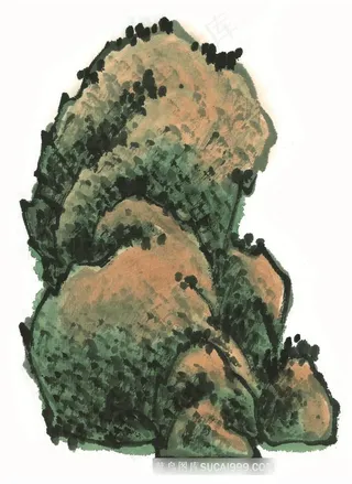 水墨山石国画欣赏摄影图片